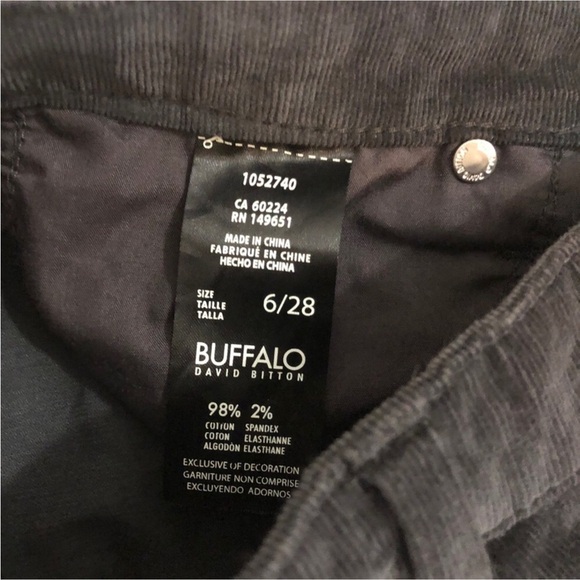 Buffalo Charcoal Skinny Stretch Corduroy's - Picture 5 of 7